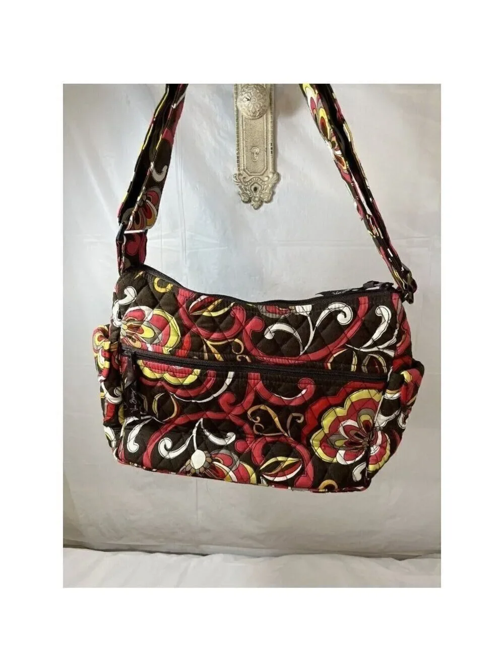 Vera Bradley Libby Puccini Tote Purse Bag Brown Red Crossbody